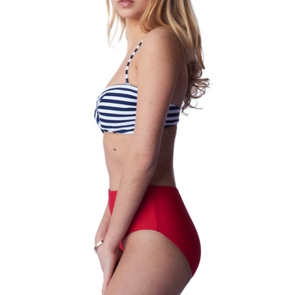 NWT - Navy & White stripe bikini with red bottoms - Picture 3 of 3
